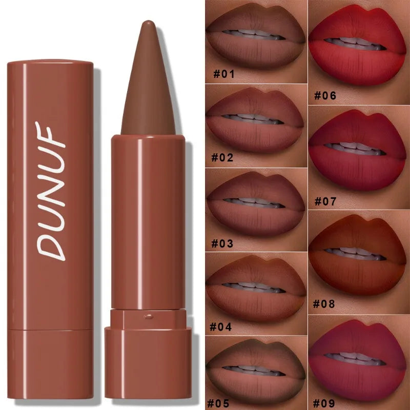 DUNUF Not-Fading Long Lasting Waterproof Velvet Matte Lipstick Lip Liner Makeup Sexy Non-stick Cup Lip stick Lipliner Cosmetics - Seprincess