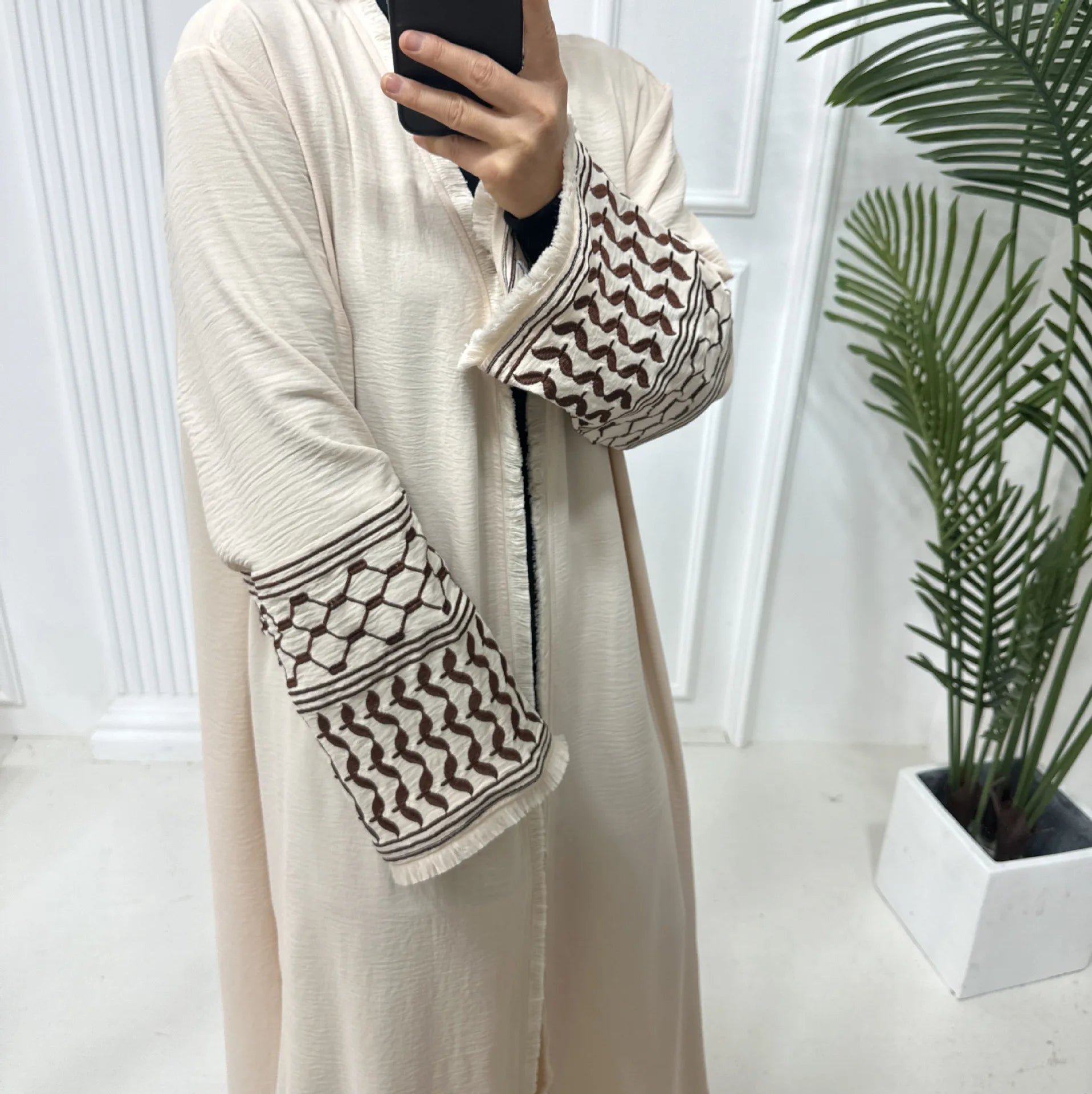 Fashion Embroidery Kimono Oversized Muslim Robe abaya syari female full length Taseel Muslim abaya Worship Service abayas wy1969 - Seprincess