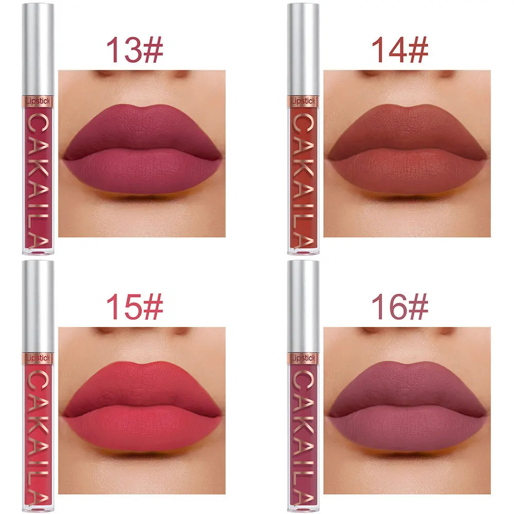 CAKAILA 6Pcs/Set Velvet Matte Lipstick 24HR Lasting Rich Matte Finish Liquid Lipstick Lip Gloss Nude Glaze Makeup Cosmetic - Seprincess