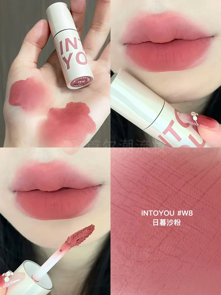 Into You Air Lip Mud W6 Bare Color Lip Glaze Durable Bean Paste Lipstick Intoyou Authentic Minority Female - Seprincess