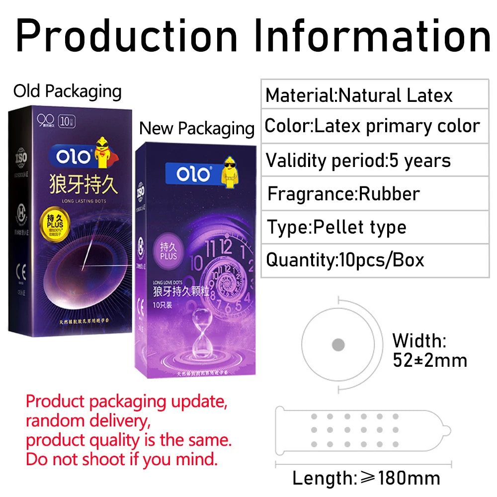 10PCS Super Lasting Condoms for Men Delay Ejaculation Penis Sleeve Dotted Glans Condom Extend Time Erotic Product Adult Sex Toys - Seprincess