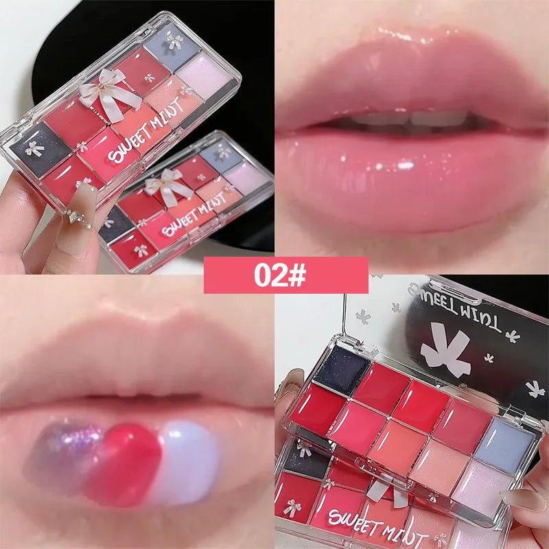 10 Color Lipstick Color Matching Lip Jelly Plate Naturally Moisturizes And Not Easy Stick The Glass Mirror Mouth Red Lip Glaze - Seprincess