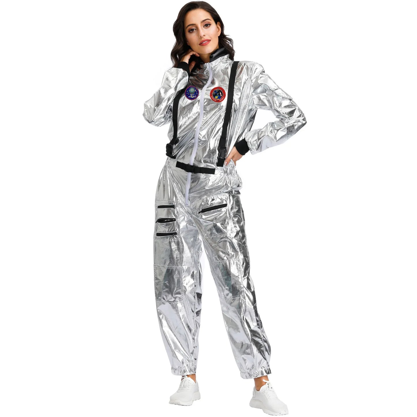 Halloween Christmas Silver Spaceman Men Women Space Suit Adult Children Astronaut Costume Family Party Dress Up Birthday Gift - Seprincess