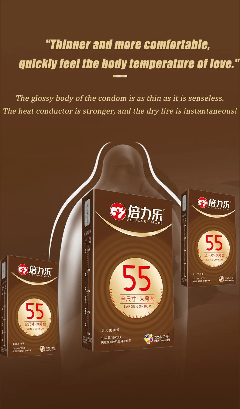 Ultra Thin Large Condom 55/56/58/60mm Penis Sleeves Condom Lubricant Glossy Natural Latex Adult Erotic Safer Sex Products - Seprincess