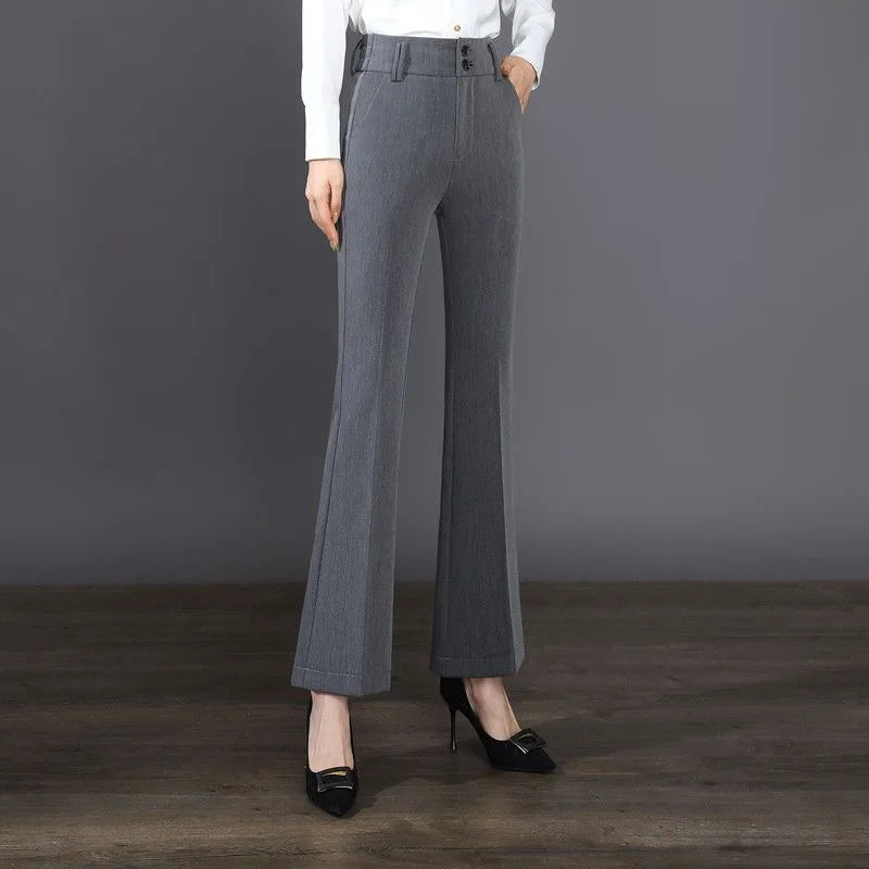 High Waist Ol Flare Suits Pants Korea Casual Strecth Office Ankle-length Pantalones Slim Women Elegant Broek Boot Cut Spodnie