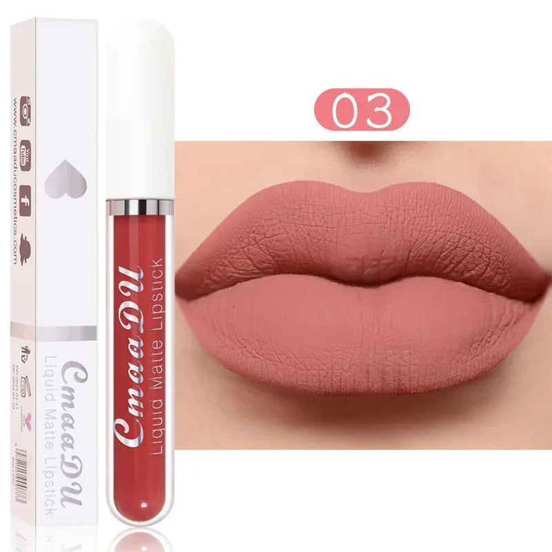 3Pcs/Set Waterproof Matte Nude Lip Gloss Brown Nude Pigment Dark Red Long Lasting Velvet Liquid Lipstick Women Makeup Lip Glaze