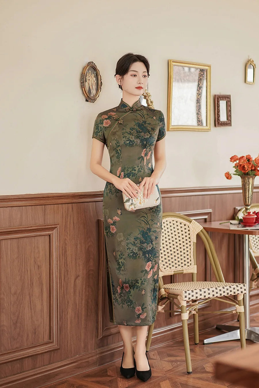 Large Size 4Xl 4Xl 5Xl Chinese Qipao Cheongsam Woman Chinese Traditional Dress Floral Print Slitting Hem Bodycon Sexy Vestidos - Seprincess