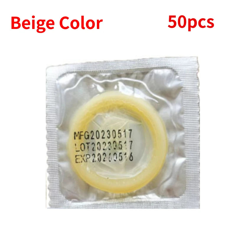 10/50PCS Colorful Smooth Natural Latex Condoms Large Oil Cock Sleeve Discoloration Penis Sleeve Condom for Men Adults Sex Toys - Seprincess