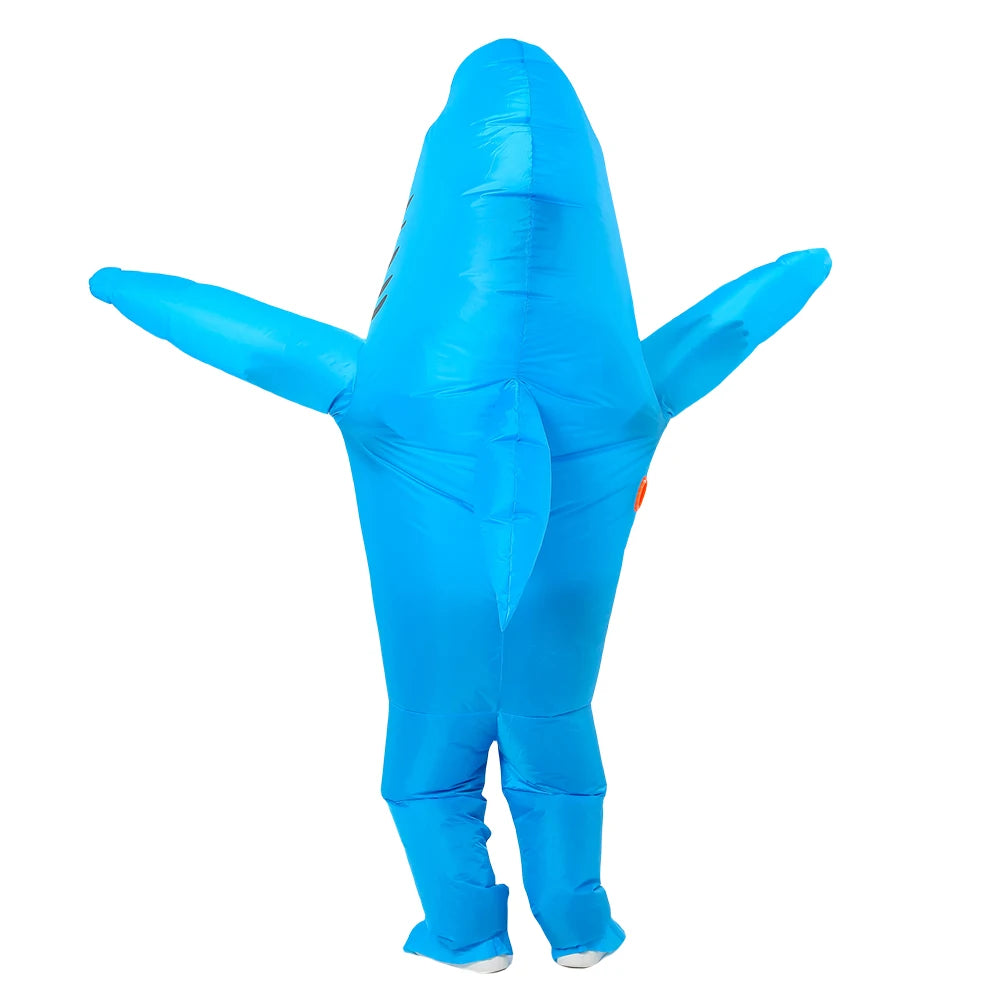 Unisex Funny Inflatable Shark Cosplay Costume Suit Adult Fancy Dress Performance Clothes Halloween Carnival Theme Party - Seprincess