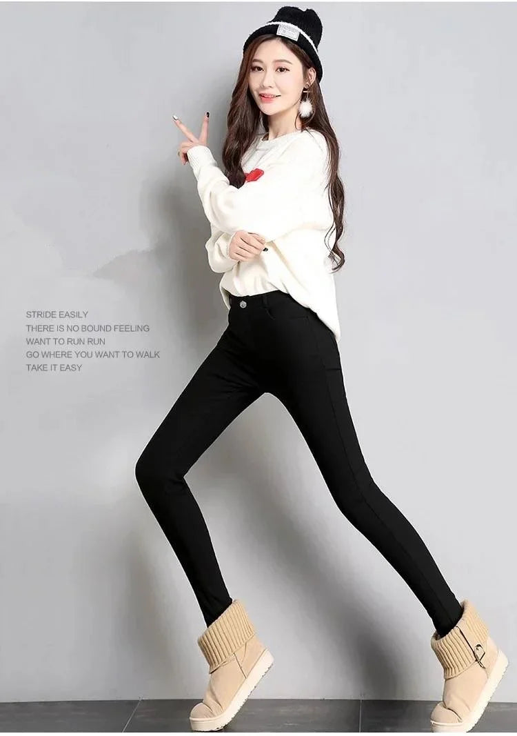 High Elastic Skinny Pencil Jeans leggings Elastic Black Plus Size Immitation Stretch Denim Pants Long Trousers