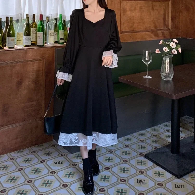 Black Haut De Gamme Designer Autumn Dress Niche Long Luxury French Style Women's Fashion Gown High End Feel Dress - Seprincess