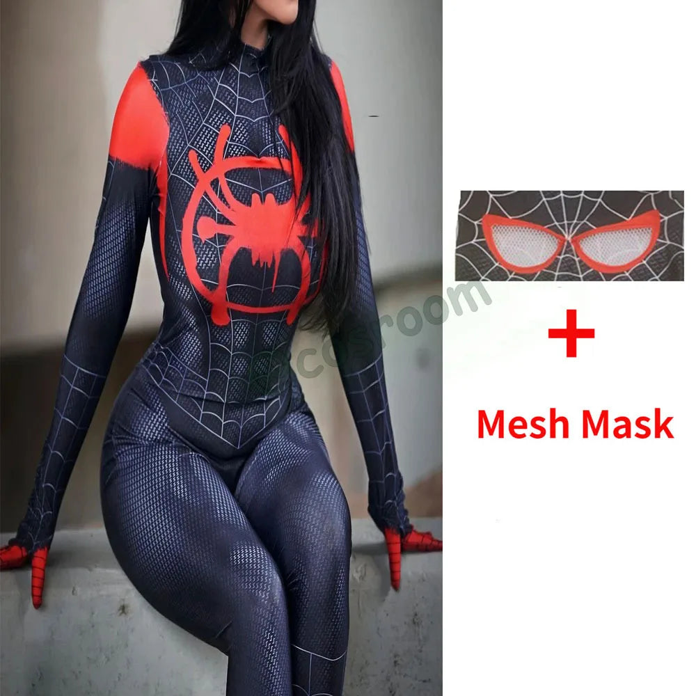 Miles Morales Cosplay Zentai Suit 3D Printed Bodysuit Spiderman Into The Verse Costume for Adult Halloween Party Outfit - Seprincess