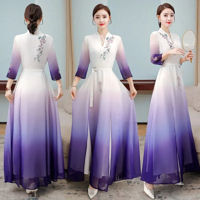 Vietnam Traditional Dress Chinese Style Aodai Cheongsam Qipao China Oriental Dress Vietnam Clothing Long Ao Dai Dress 10049 - Seprincess