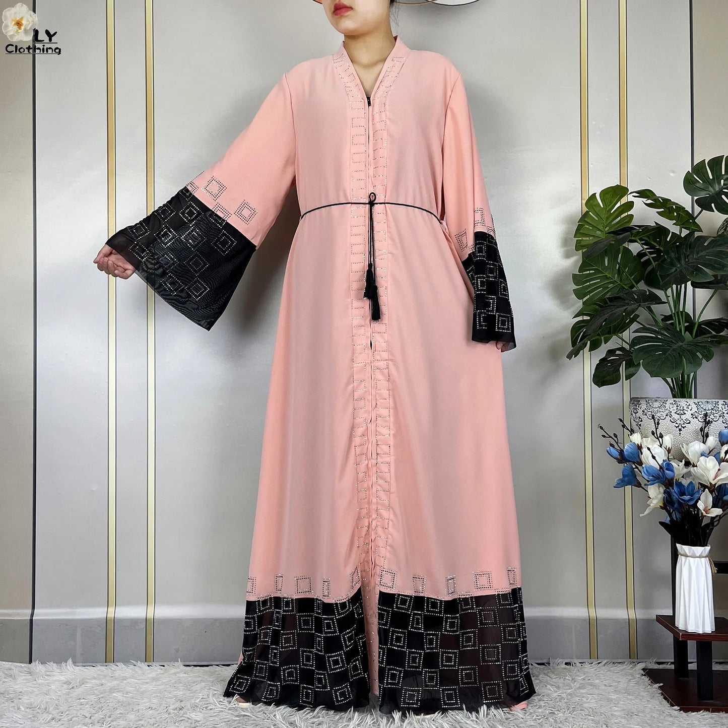 2024 For Women Elegant Dresses Dubai Party Outfits Long Sleeved Chiffon Dashiki Muslim Women Robe Open African Abaya Clothing