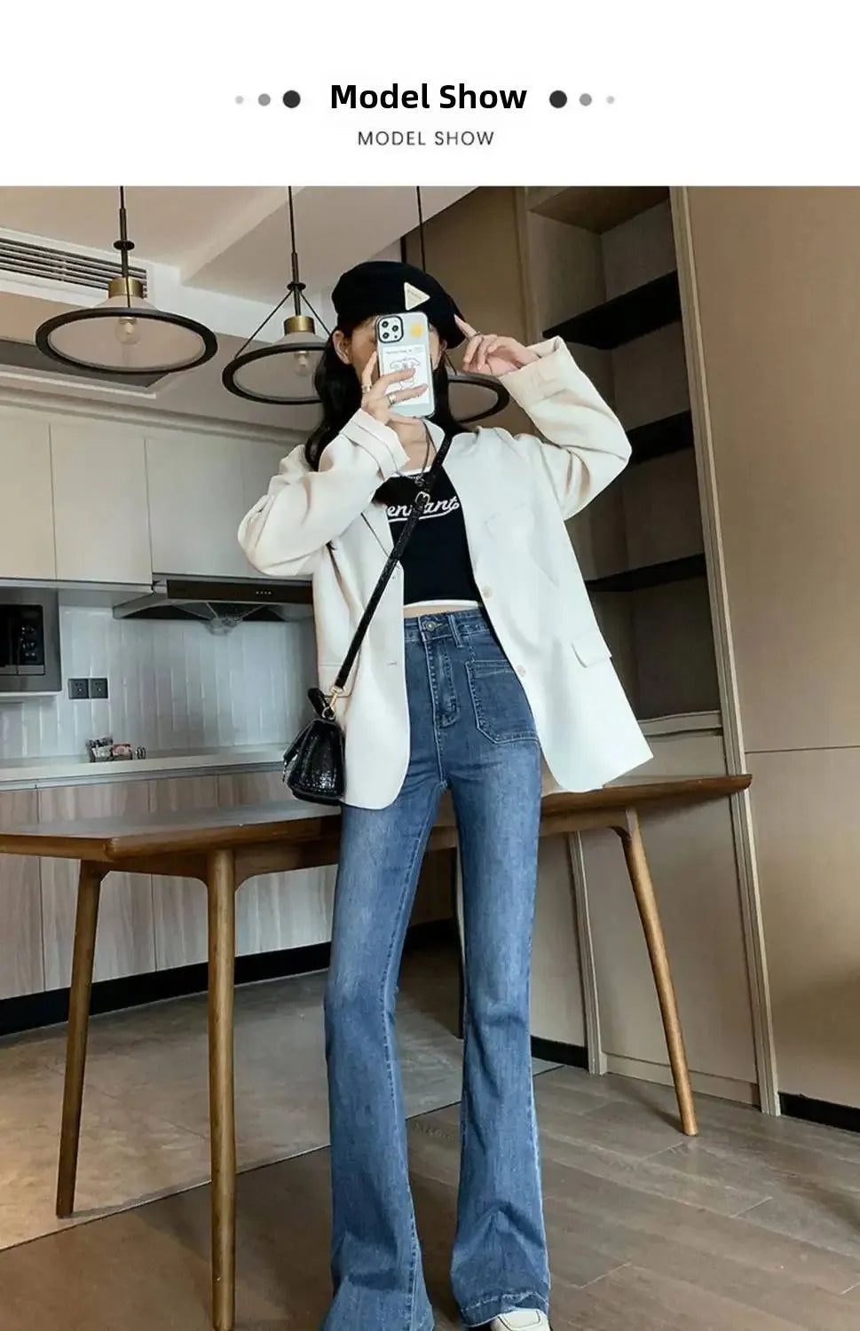 Vintage High-waisted Slimming Jeans Women's Autumn Winter New Style Versatile Long Pants Flattering Slim Fit Smooth Silhouette