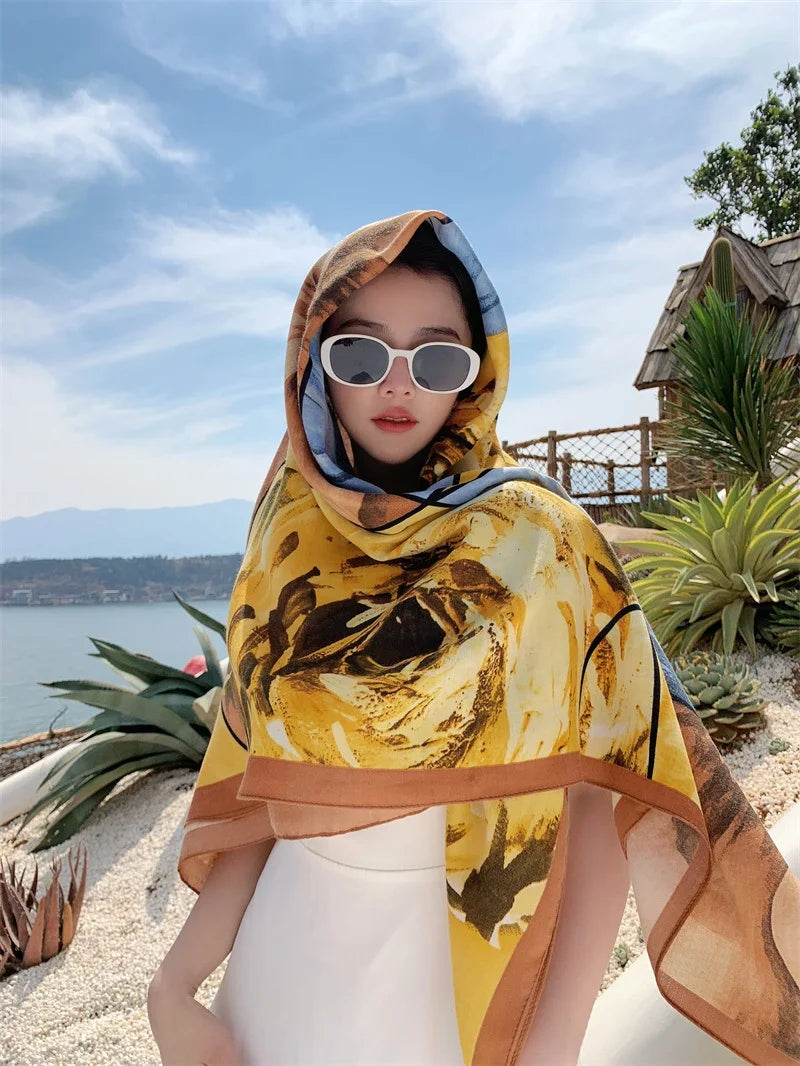 HOT 130x130cm large Velvet Texture Squar Travel Scarf Beach Dress Bikini Sarong Wrap Women Brazilian Swimsuit Bathing Cover-ups - Seprincess