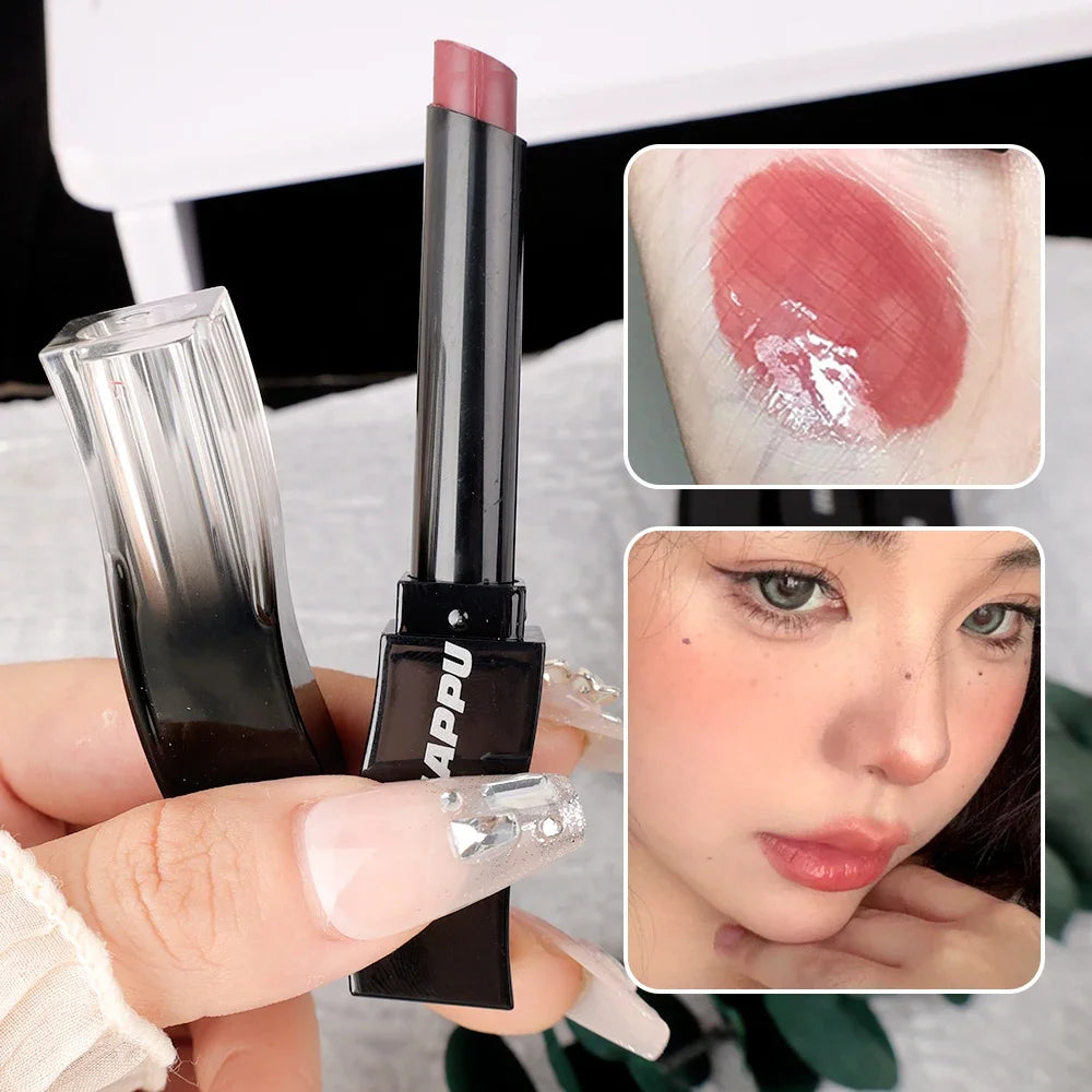 New Jelly Mirror Black Tube Lipstick Long Lasting Non-stick Cup Moisturize Water Light Lip Gloss Korean Lips Makeup Cosmetic 1pc - Seprincess