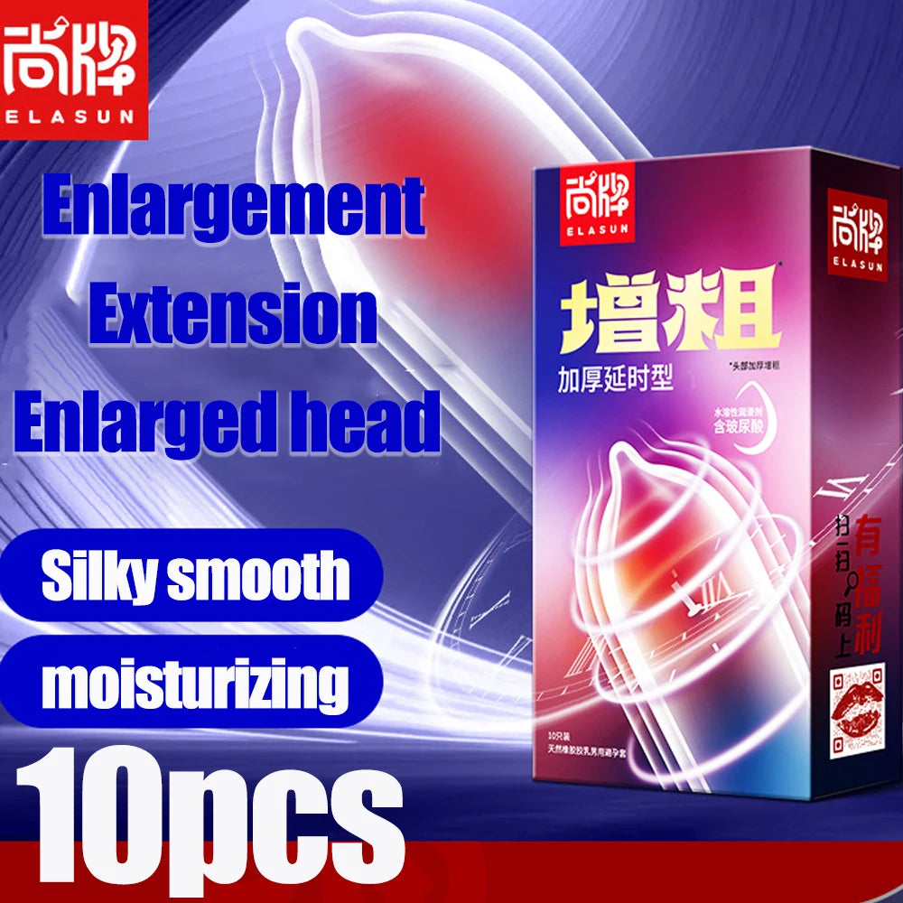 10pcs Condom Head Thickening Physical Delay for Men Desensitization Hyaluronic Acid Penis Sleeve Ejaculation Adult Sex Products - Seprincess