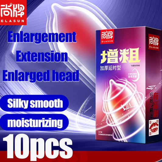 10pcs Condom Head Thickening Physical Delay for Men Desensitization Hyaluronic Acid Penis Sleeve Ejaculation Adult Sex Products - Seprincess