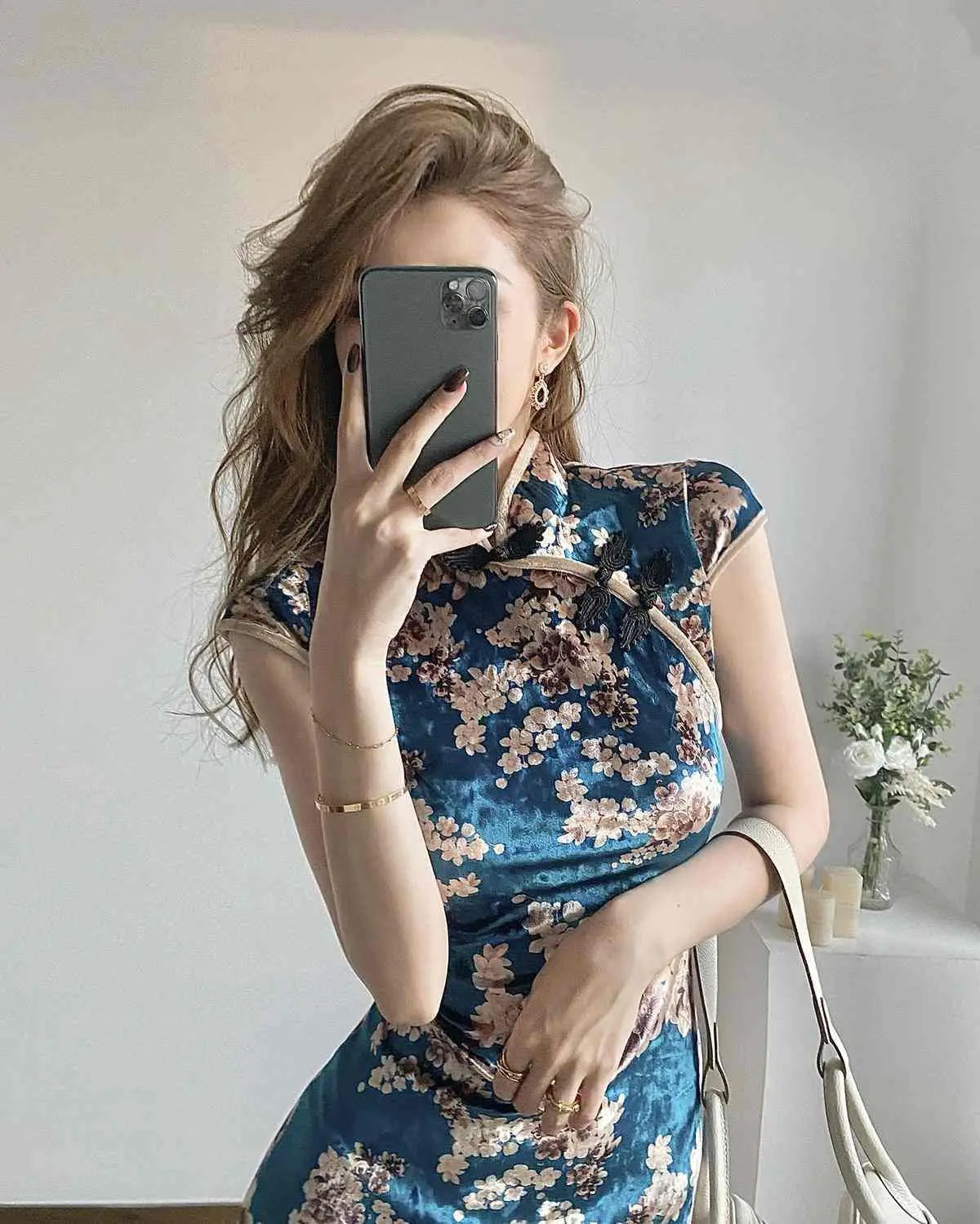 Chinese Dress Pink Sexy Qipao Dresses Cheongsam Dress Velvet Retro Printed Cheongsams Mini Qipao China Dress Robe Chinoise - Seprincess