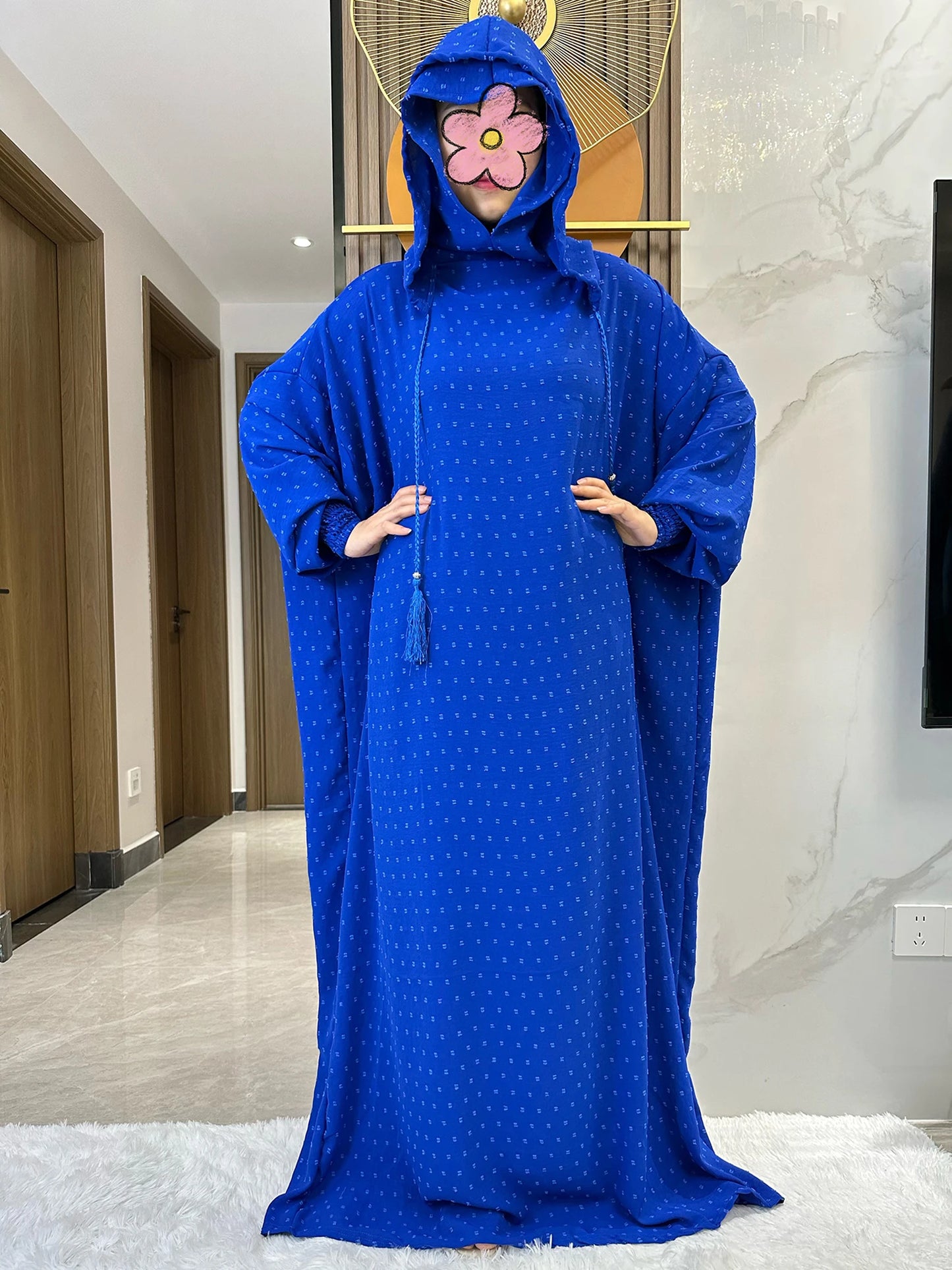 New Ramadan Muslim Two Hats Abaya Dubai Turkey Islam Prayer Clothes Solid Cotton Fabric Dresses Islam Women Dress Kaftan