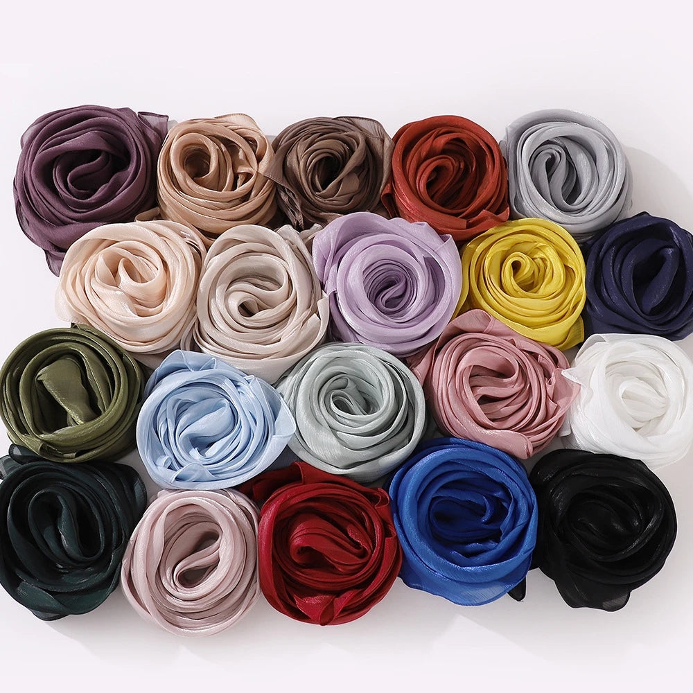 Eid Organza 70*175 cm Maxi Satin Khimar Abaya Dubai Arabic Islam Muslim Scarf Women Shimmer Hijab Turban Hijabs Musulmans Femme - Seprincess