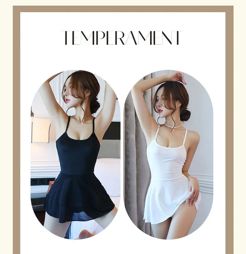 Babydolls Deep V tight silk suspender nightgown sexy set women's sexy lingеrie adult sexy sets sexy-underwear-woman - Seprincess