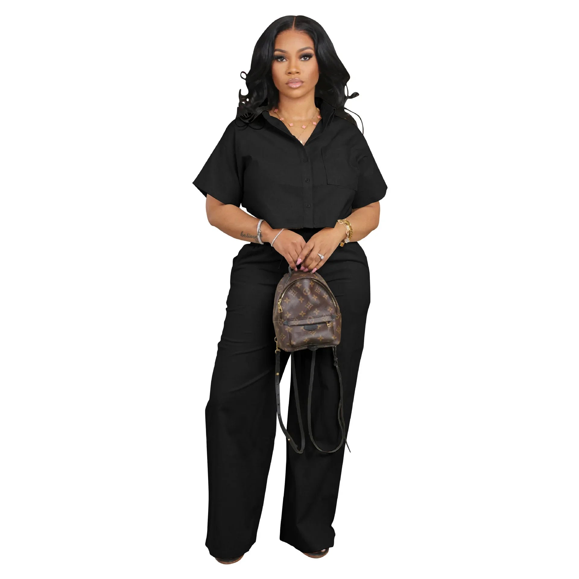 Street Fashion Women's Set Short Sleeve Linen Shirt and Wide Leg Pants 2024 Street OL Two 2 Piece Set Outfit Tracksuit - Seprincess