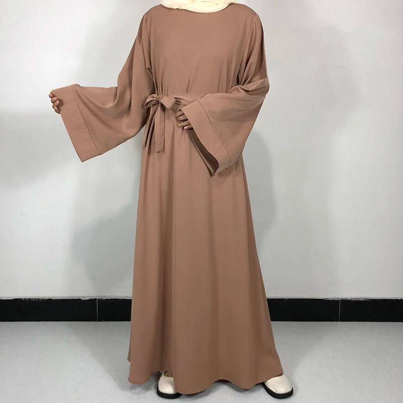 15 Colors Basic Plain Nida Abaya With Free Belt High Quality Muslim Women Modest Simple Dress EID Ramadan Islamic Clothing - Seprincess