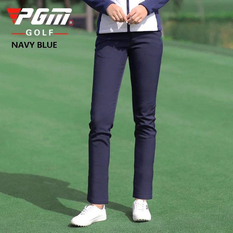 PGM Women Winter Golf Pants Lady Waterproof Warm Pant Fleece Snow Prevention Trousers Girls Elastic Straight Sweatpant XS-XXXL