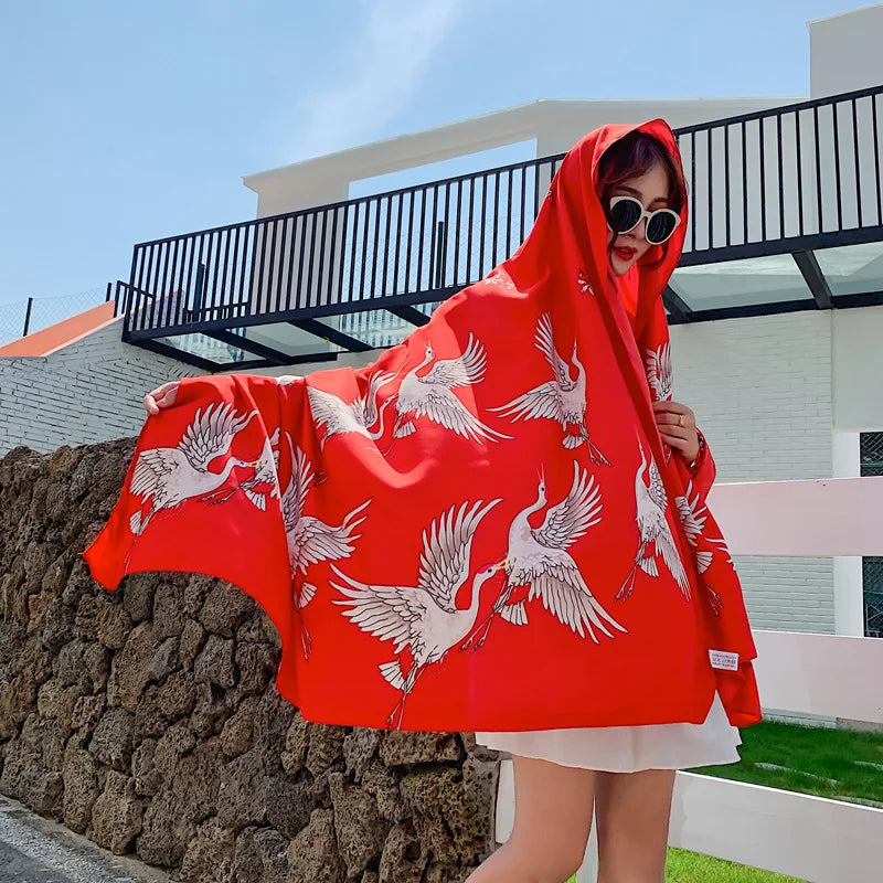 140x180cm Celebrity With The Same Cover-Ups Women Large Beach Dress Bikini Bathing Swimwear Sunburn Protection Sarong Wrap Scarf - Seprincess