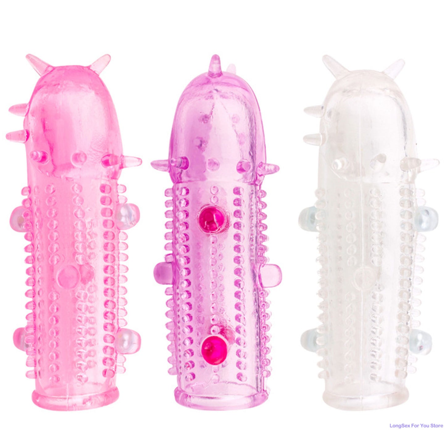 3D Large Particles Crystal Mace Penis Condoms with Spines Thick Penis Enlarger Delay Ejaculation Cock Ring for Sex Life Couples - Seprincess