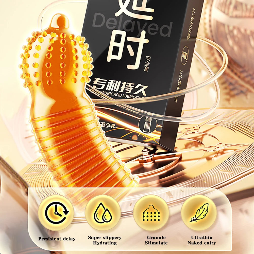 10pcs Ultra-thin Condom Men's Big Particles 52mm Penis Sleeve Hyaluronic Acid Moisturizing Latex Condom Contraceptive Product - Seprincess