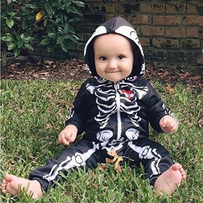 Umorden Baby Skeleton Costume Romper Outfit Hoodie Jumpsuit Infant Toddler Purim Halloween Fancy Dress - Seprincess