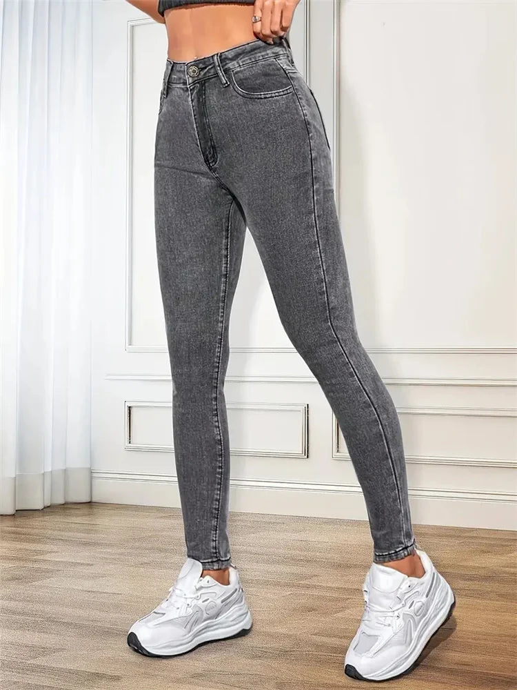 Women Stretch Skinny Jeans Lady Slim Fit Pencil Jeans Girls Leggings Straight Leg Denim Pants Blue Gray Black Sexy Long Trousers