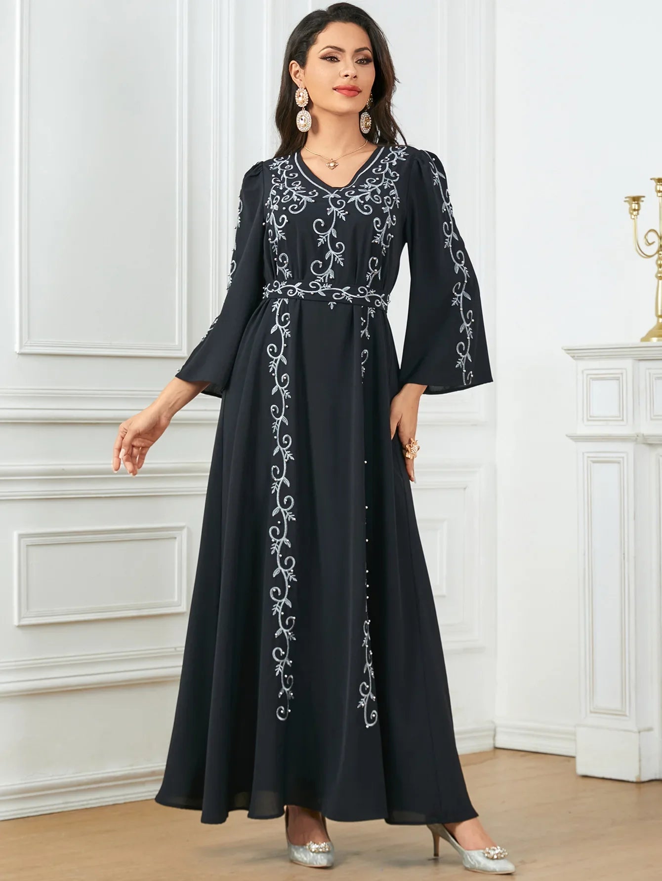 Eid Mubarak Party Muslim Women Embroidery Abayas Dress Turkey Dubai Kaftan Robe Morocco Jalabiya Islam Clothing Arab Vestidos - Seprincess