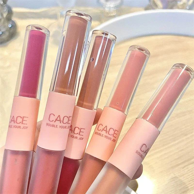 Double Head Lip Gloss Matte Velvet Sexy Red Tint Liquid Lipstick Waterproof Lipgloss Lasting Lip Glaze Korean Makeup Cosmetics - Seprincess