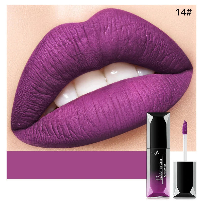 Pudaier Lip Makeup Sexy Matte Long Lasting Lipgloss Liquid Lipstick Lip Cream Waterproof And Non Stick Cup 21 Colors Lipstick - Seprincess