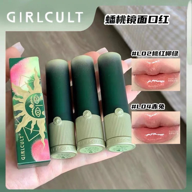 Girlcult Peach Series Mirror Lipstick Water Gloss Lip Gloss Bright Surface Lasting Film Moisturizing Doodle Lips - Seprincess