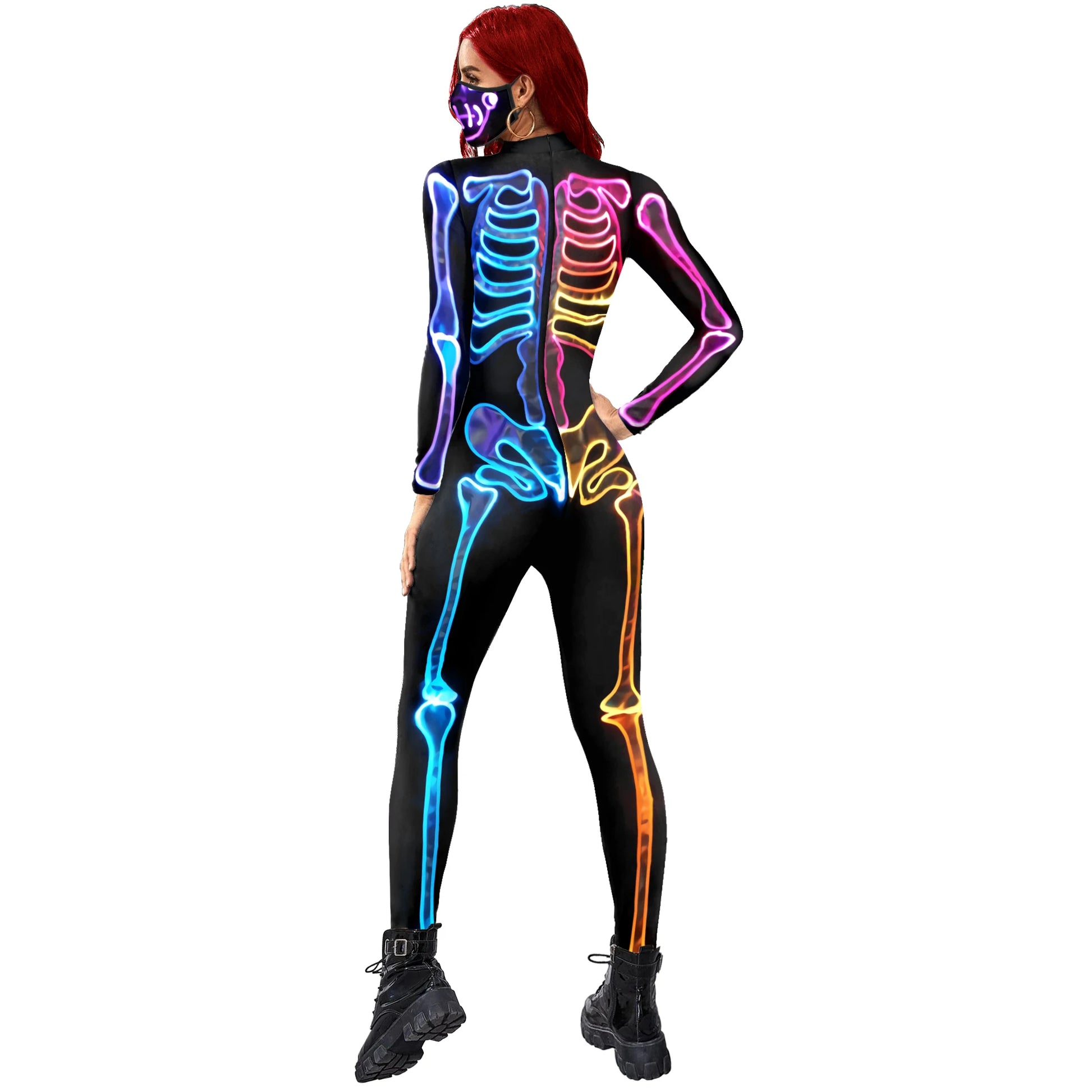 Skeleton 3D Printed Zombies Cosplay Costume Zentai Jumpsuit Matching Outfit Halloween Carnival Party Clothing Adult Children Set - Seprincess