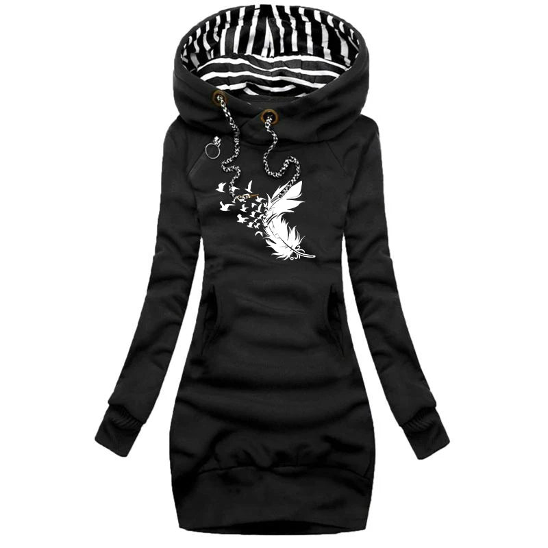 Newest Women Sweater Dress Long Sleeve Hoodie Dress Autumn Winter Casual Slim Sweater Hoodies Dress - Seprincess