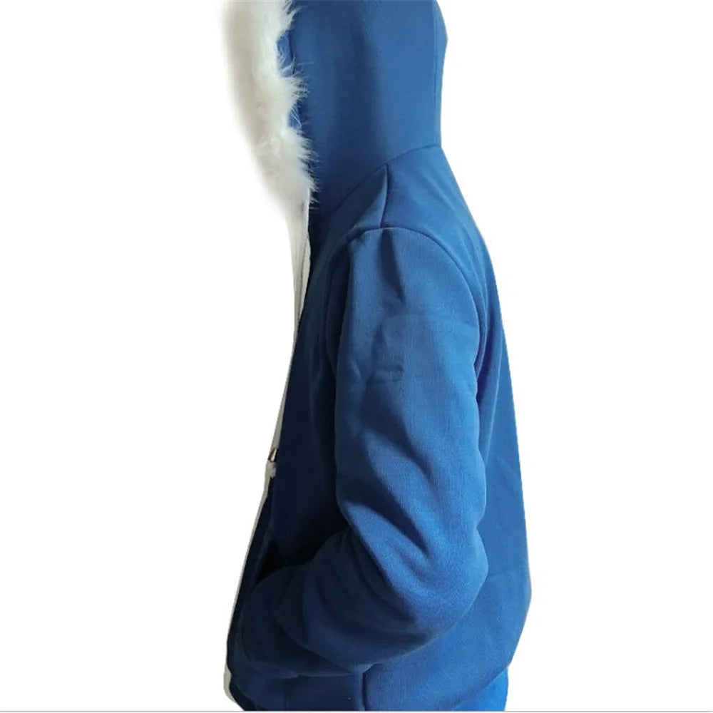 Undertale Sans Skeletons Cosplay Blue Hoodies Mask Bones Cos Blue Coat Halloween Cosplay Costume Unisex Cute Jacket Headgear - Seprincess