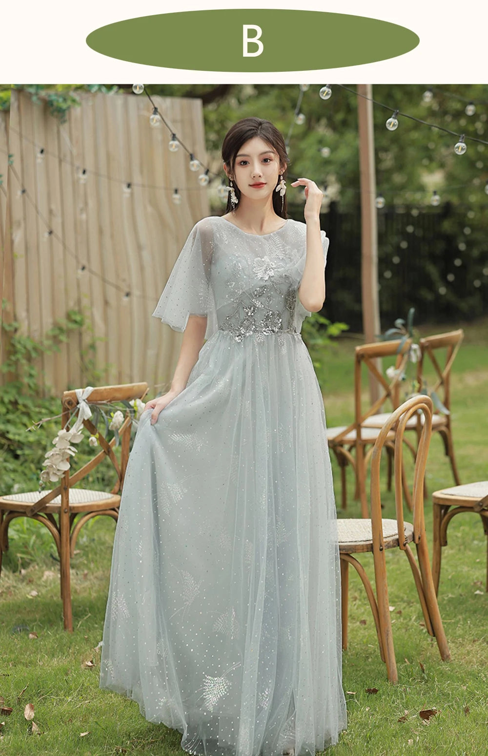 4 Styles Grey Bridesmaid Dress Women's Elegant V-neck Sequins Shawl Collar Slim A-line Gown Light Luxury Wedding Party Vestido