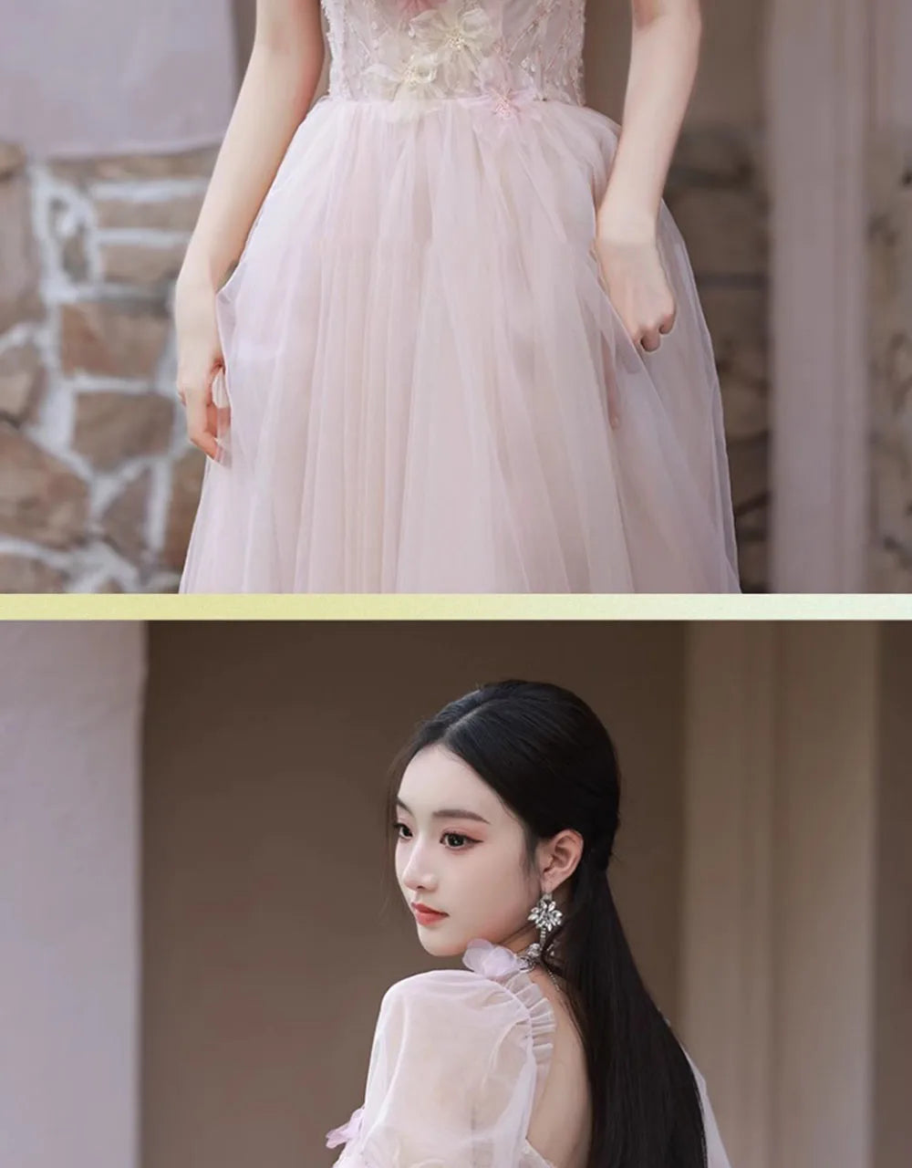 4 Styles Pink Bridesmaid Dress Women's Elegant Thin Tulle Off The Shoulder Flower Appliques A-line Wedding Party Guest Vestido