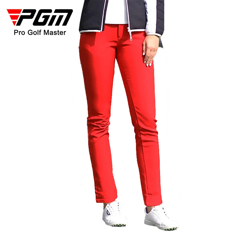 PGM Women Winter Golf Pants Lady Waterproof Warm Pant Fleece Snow Prevention Trousers Girls Elastic Straight Sweatpant XS-XXXL