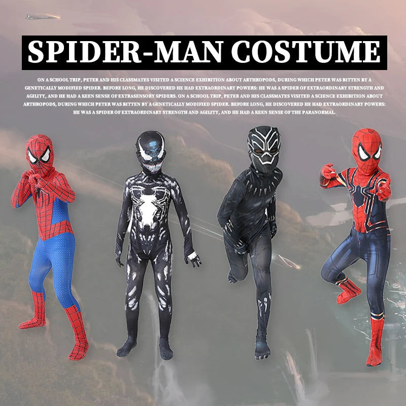 New Miles Morales Far From Home Cosplay Costume Zentai Spiderman Costume Superhero Bodysuit Spandex Suit for Kids Custom Made