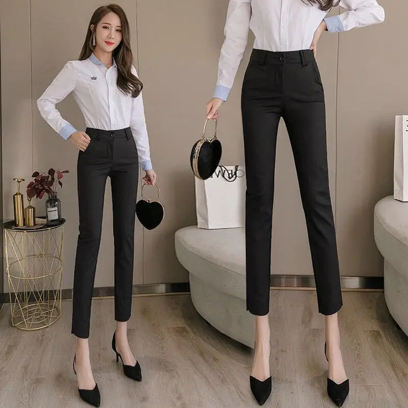 White Pants 2024 New Spring Summer High Waist Slim Stretch Pencil Pants Office Ladies Elegant Suit Pants Women Straight Trousers