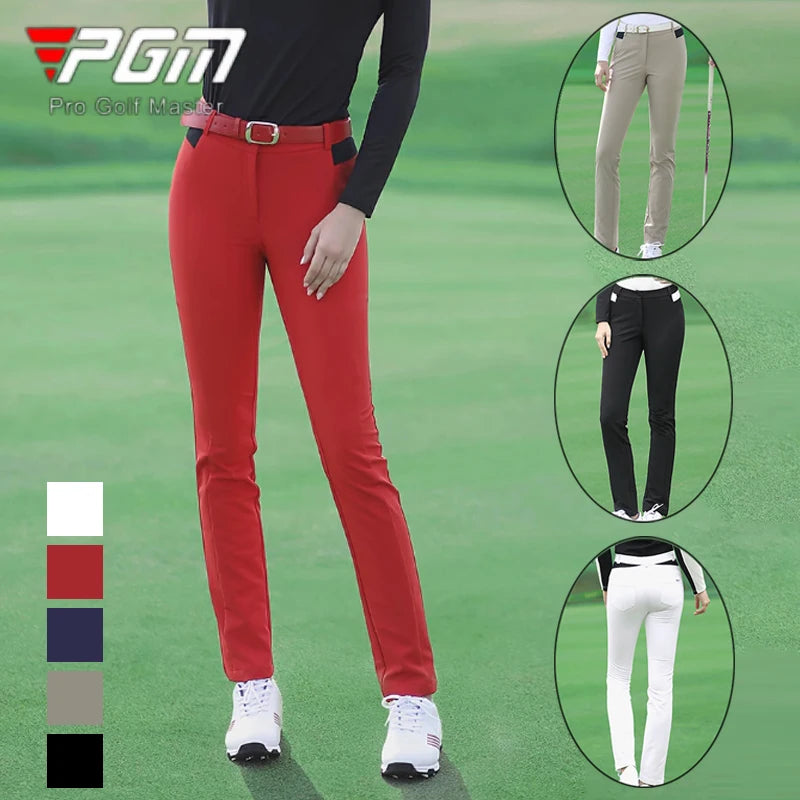 PGM Winter Elastic Fleece Golf Pants for Women Ladies Slim High Waist Long Trousers Women Keep Warm Zipper Athletic Pants XS-XL