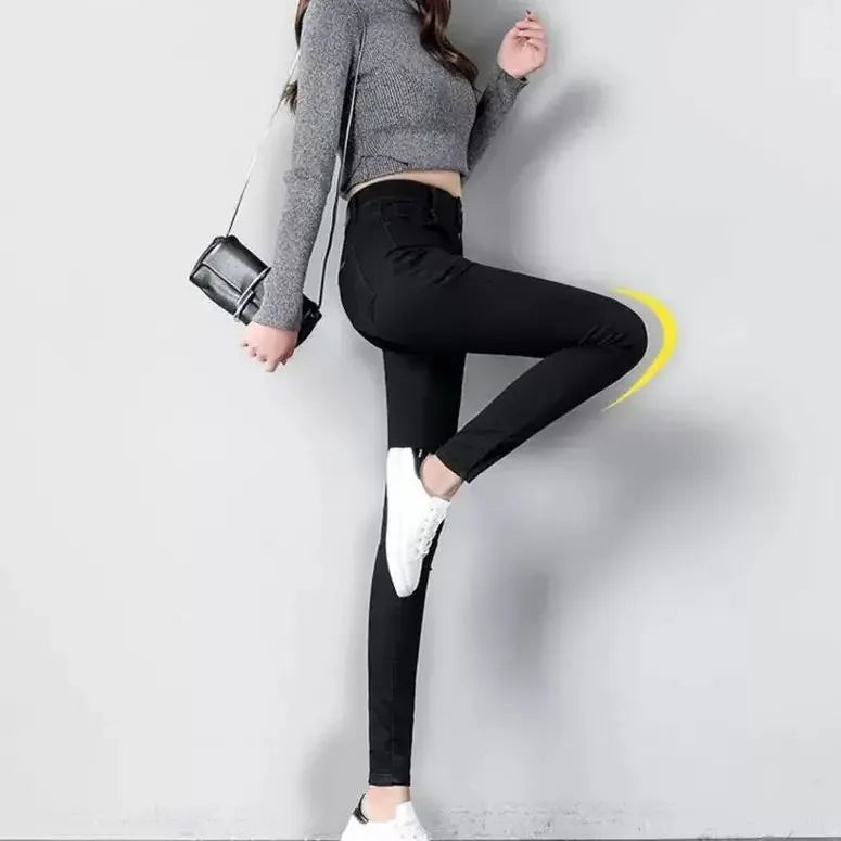 Woman Jeans Pants Black High Waist Autumn Stretch Skinny Tappered Pants Long Pants Pantalones Vaqueros Mujer