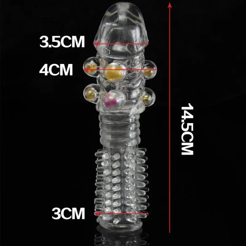 3D Large Particles Crystal Mace Penis Condoms with Spines Thick Penis Enlarger Delay Ejaculation Cock Ring for Sex Life Couples - Seprincess